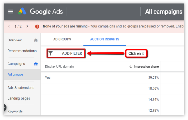 Auction filter