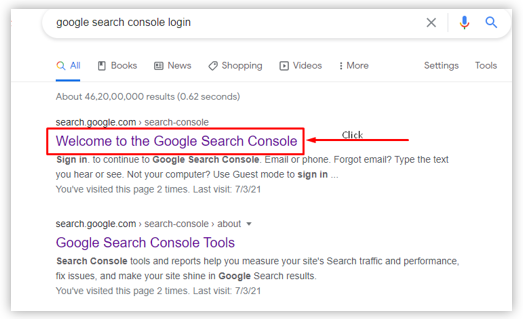 Google Search Console Option