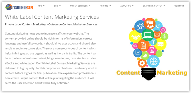 Descriptive content marketing type