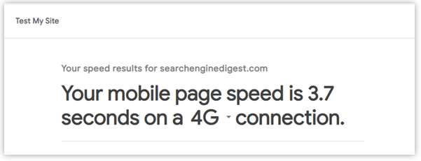Mobile page speed result